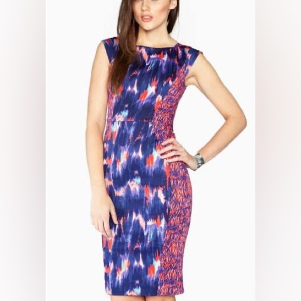 French Connection Blue and Orange Midi Dress